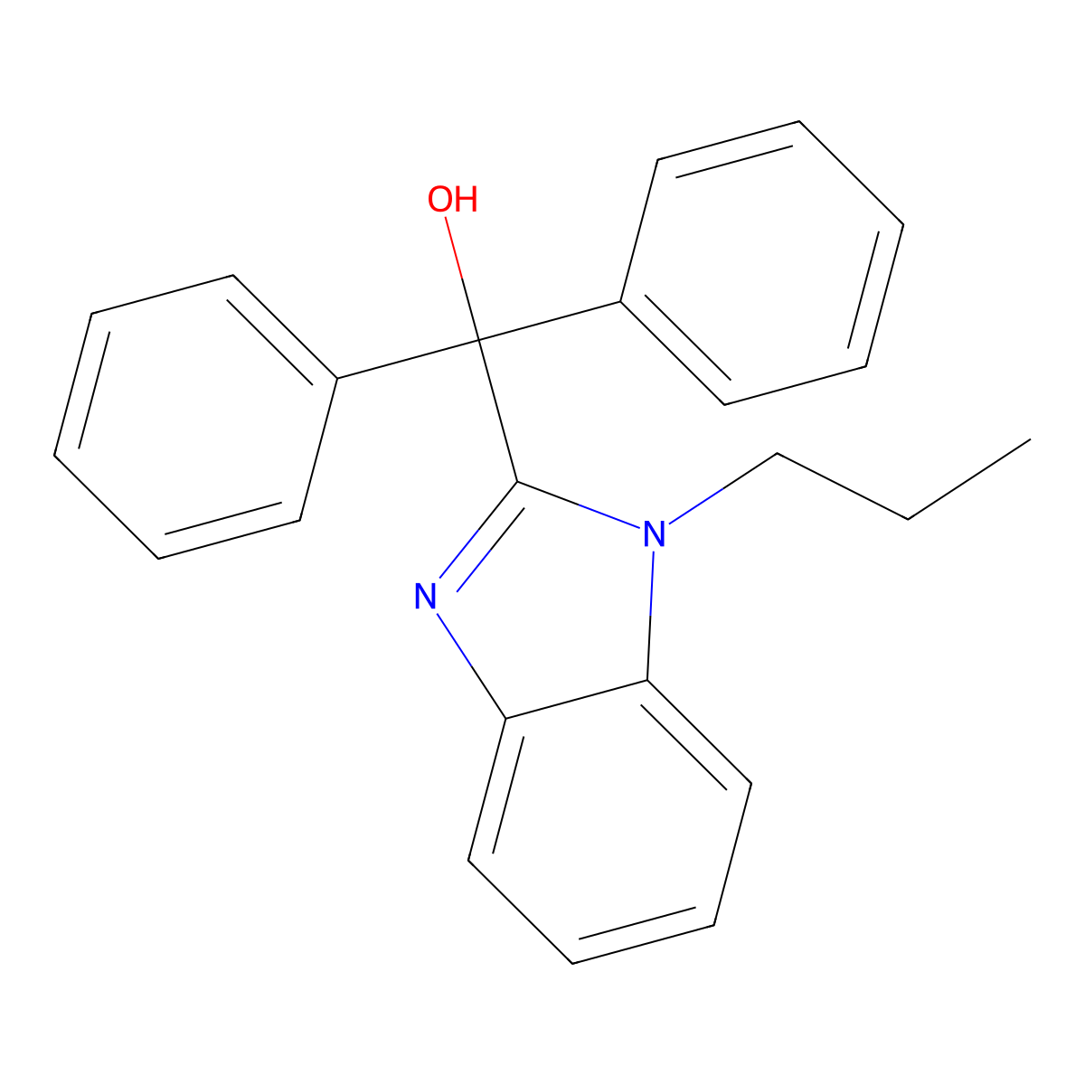 Diphenyl-(1-propylbenzimidazol-2-yl)methanol molecular structure, CAS 302815-73-2