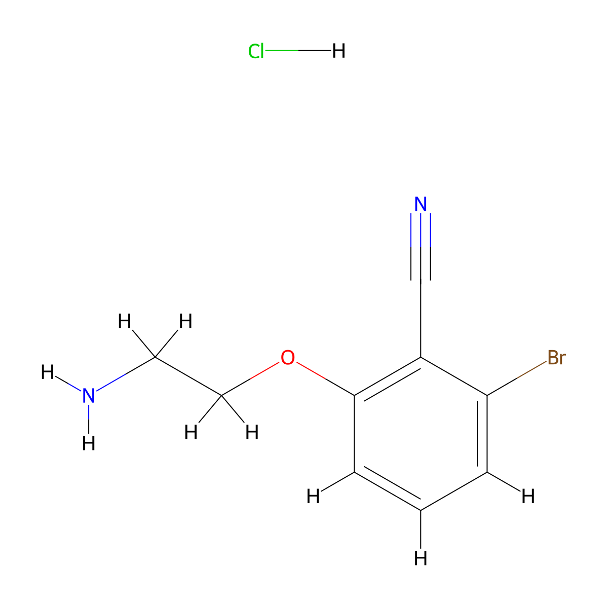 2-(2-Aminoethoxy)-6-bromobenzonitrile hydrochloride molecular structure, CAS 3028154-78-8