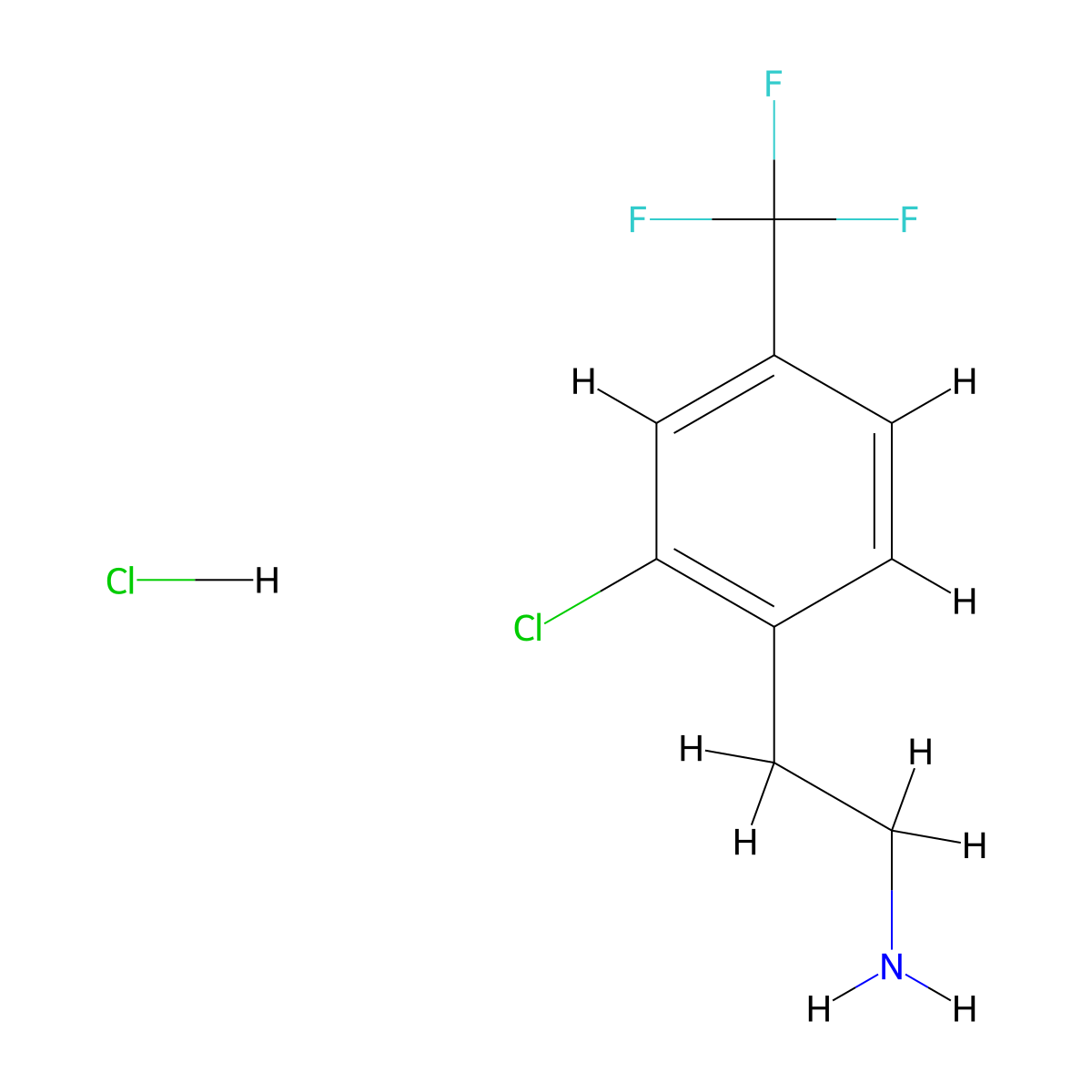 2-[2-Chloro-4-(trifluoromethyl)phenyl]ethan-1-amine hydrochloride molecular structure, CAS 3028154-94-8