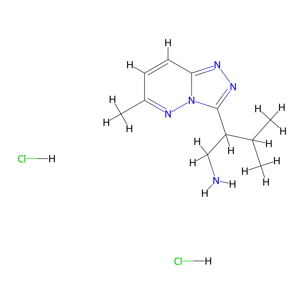 3-Methyl-2-{6-methyl-[1,2,4]triazolo[4,3-b]pyridazin-3-yl}butan-1-amine dihydrochloride molecular structure, CAS 3028155-01-0