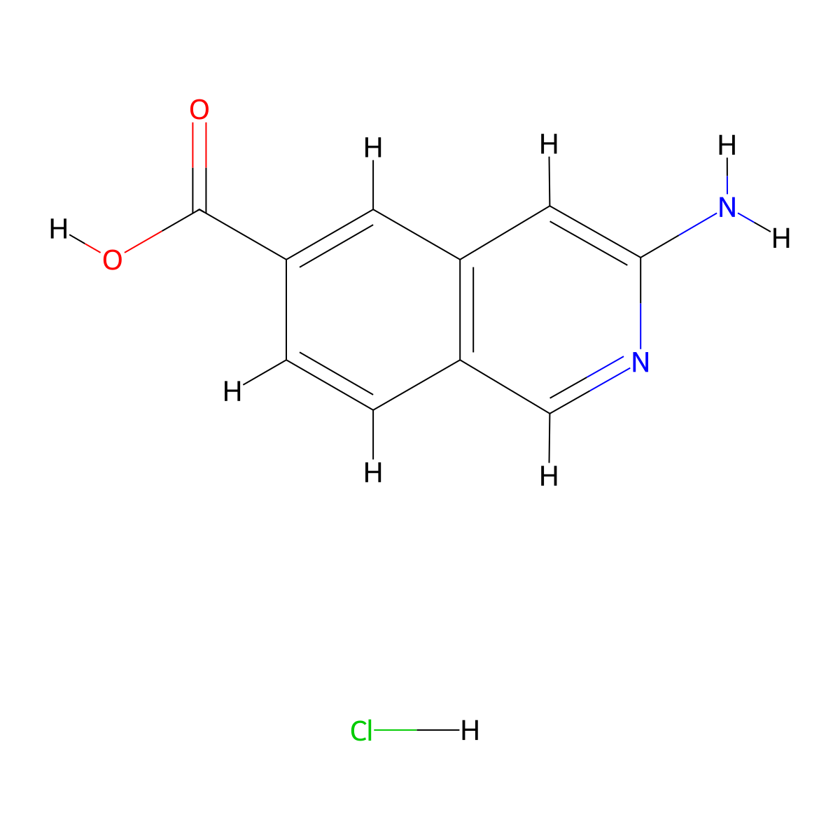 3-Aminoisoquinoline-6-carboxylic acid hydrochloride molecular structure, CAS 3028155-19-0