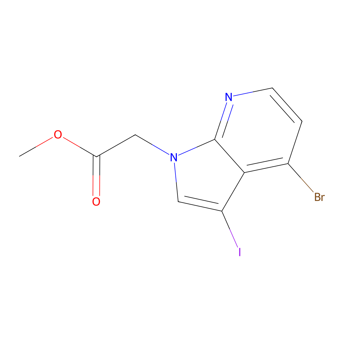 methyl 2-{4-bromo-3-iodo-1H-pyrrolo[2,3-b]pyridin-1-yl}acetate molecular structure, CAS 3028155-26-9