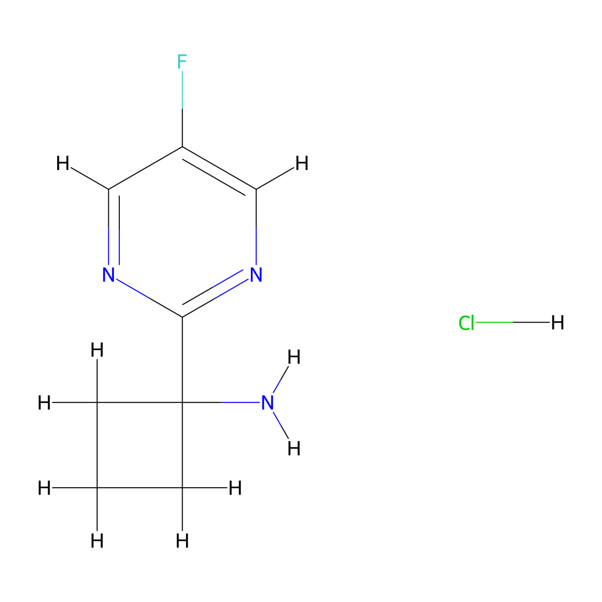 1-(5-Fluoropyrimidin-2-yl)cyclobutan-1-amine hydrochloride molecular structure, CAS 3028155-29-2