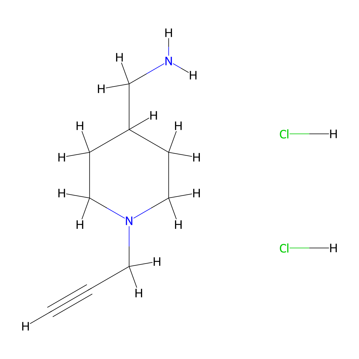 1-[1-(Prop-2-yn-1-yl)piperidin-4-yl]methanamine dihydrochloride molecular structure, CAS 3028155-30-5