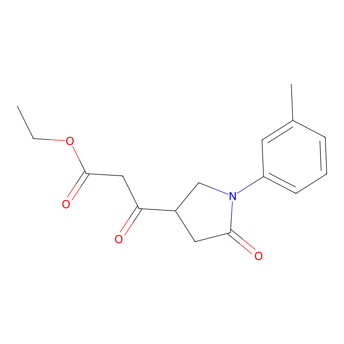 Ethyl 3-[1-(3-methylphenyl)-5-oxopyrrolidin-3-yl]-3-oxopropanoate molecular structure, CAS 3028155-34-9