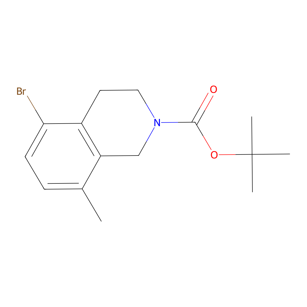 tert-butyl 5-bromo-8-methyl-3,4-dihydro-1H-isoquinoline-2-carboxylate molecular structure, CAS 3028155-40-7