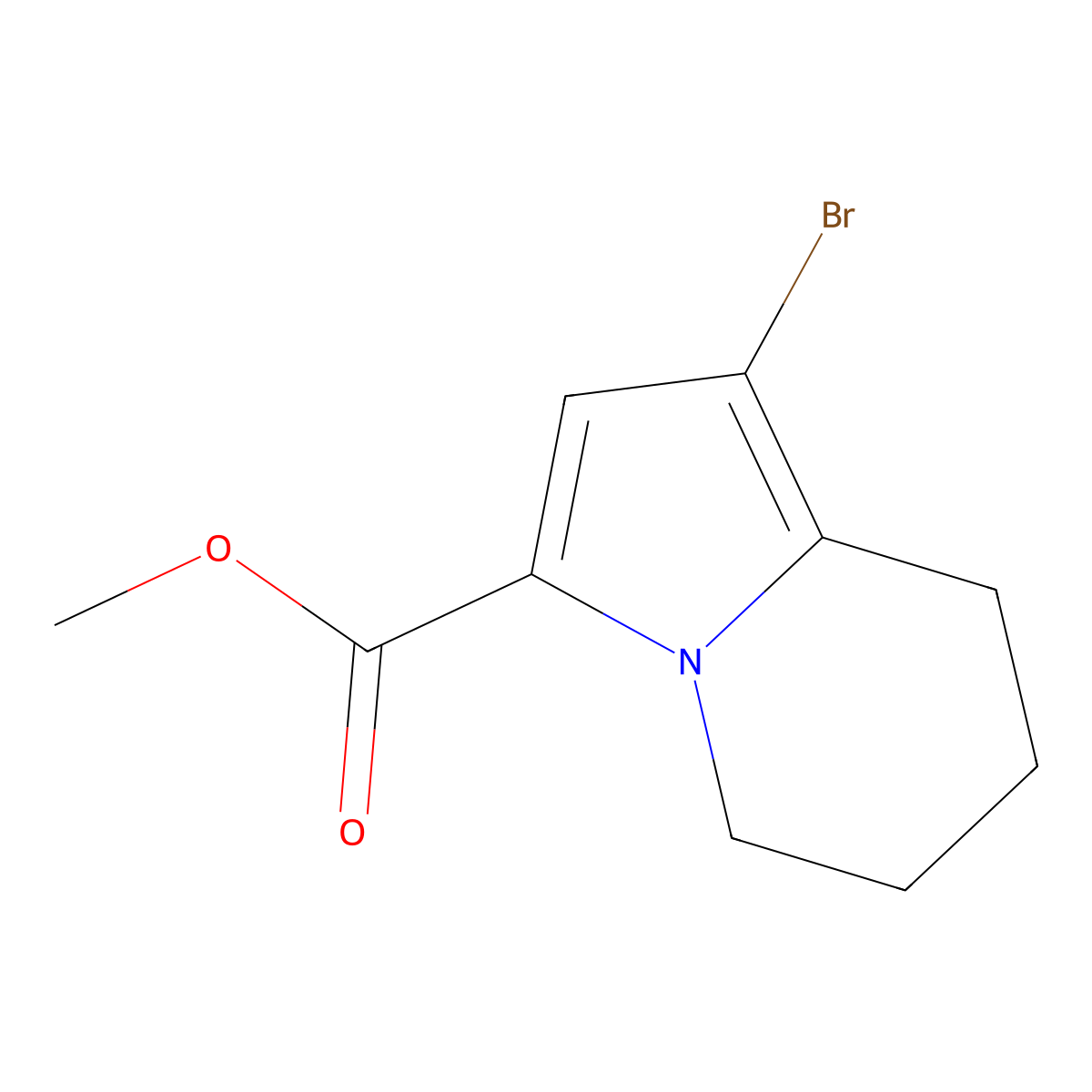 Methyl 1-bromo-5,6,7,8-tetrahydroindolizine-3-carboxylate molecular structure, CAS 3028155-47-4