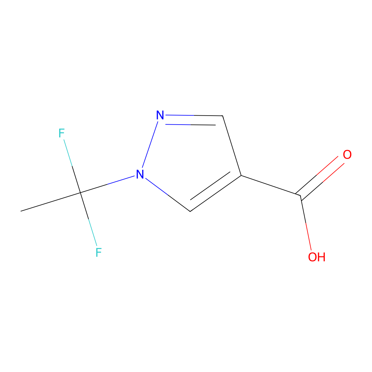 1-(1,1-Difluoroethyl)pyrazole-4-carboxylic acid molecular structure, CAS 3028155-50-9