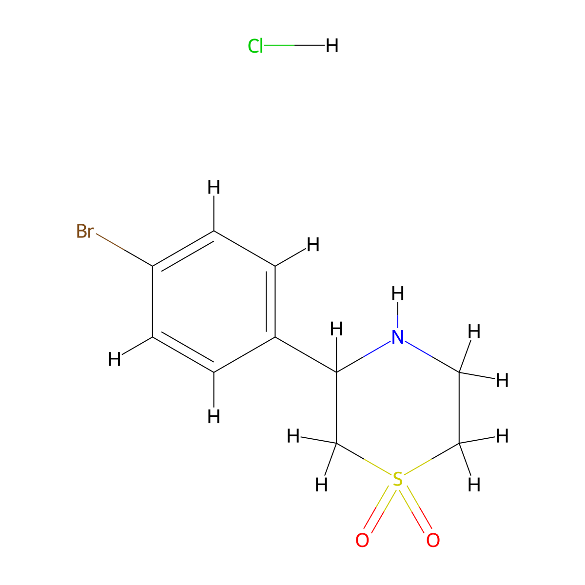 3-(4-Bromophenyl)-1lambda6-thiomorpholine-1,1-dione hydrochloride molecular structure, CAS 3028155-54-3