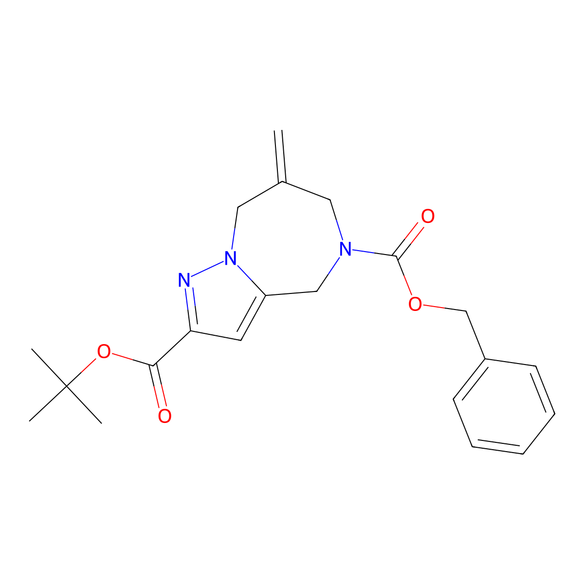 5-O-benzyl 2-O-tert-butyl 7-methylidene-6,8-dihydro-4H-pyrazolo[1,5-a][1,4]diazepine-2,5-dicarboxylate molecular structure, CAS 3028155-68-9