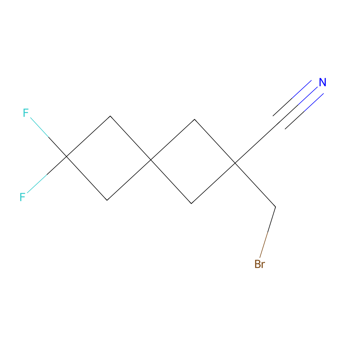 2-(Bromomethyl)-6,6-difluorospiro[3.3]heptane-2-carbonitrile molecular structure, CAS 3028155-79-2