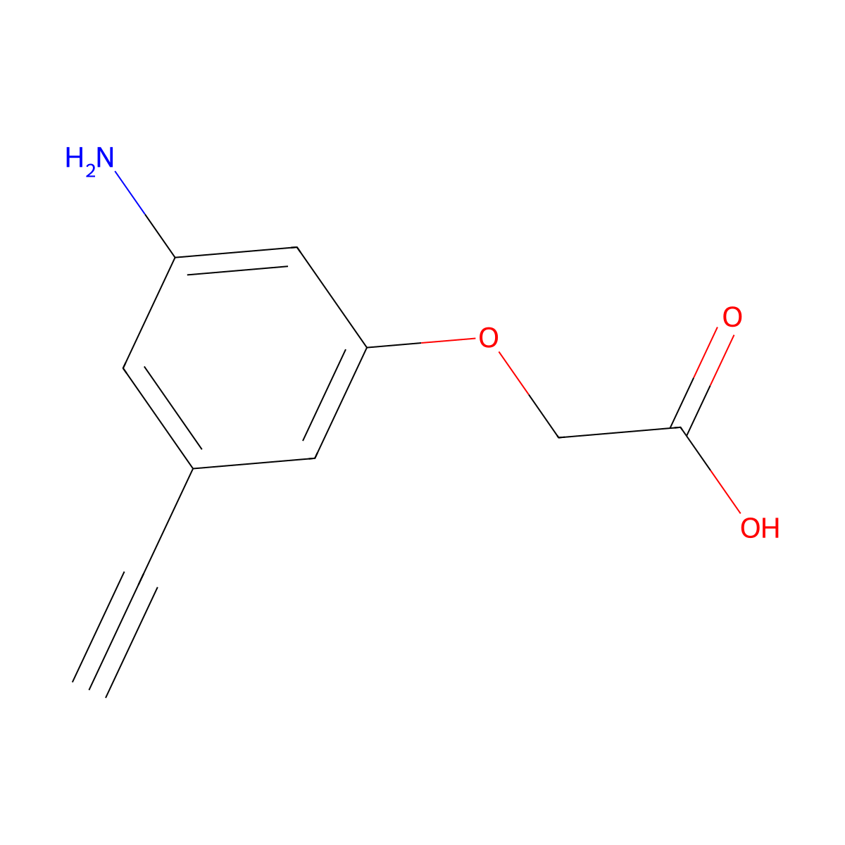2-(3-Amino-5-ethynylphenoxy)acetic acid molecular structure, CAS 3028155-83-8