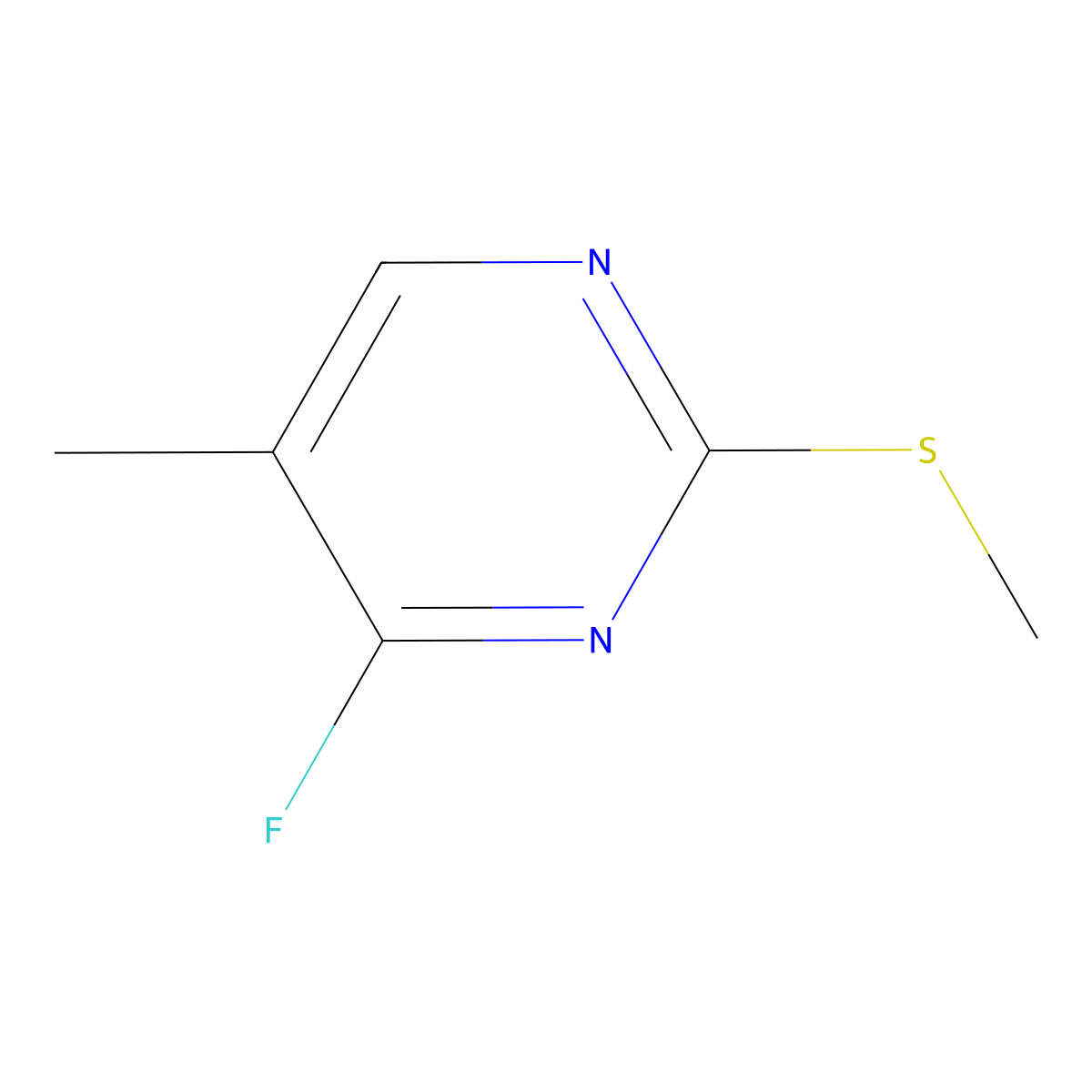 4-Fluoro-5-methyl-2-(methylsulfanyl)pyrimidine molecular structure, CAS 3028155-89-4