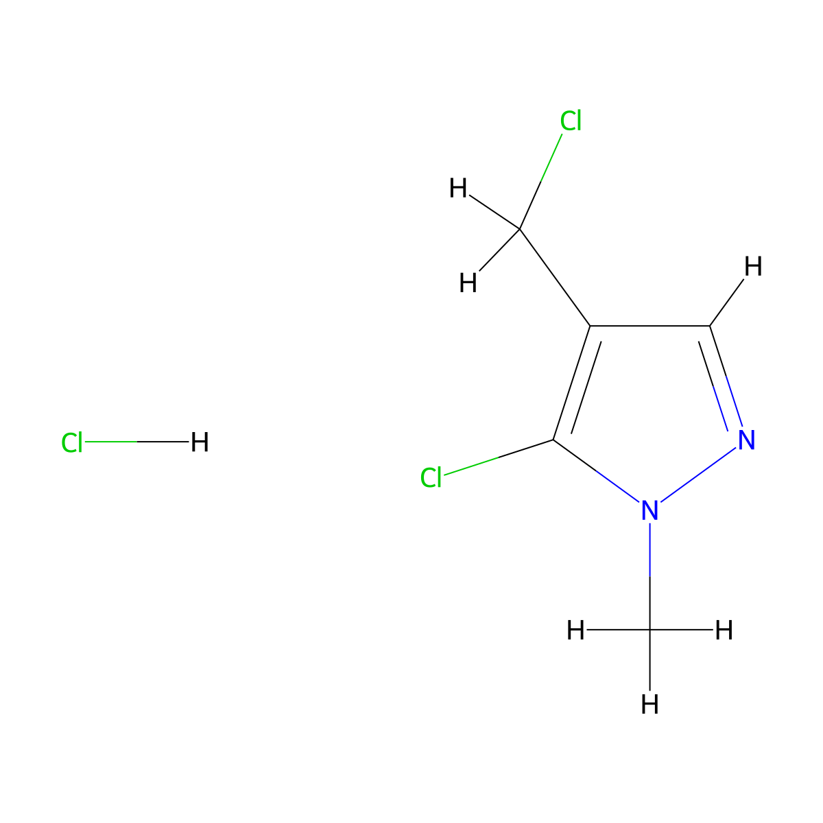 5-chloro-4-(chloromethyl)-1-methyl-1H-pyrazole hydrochloride molecular structure, CAS 3028155-91-8
