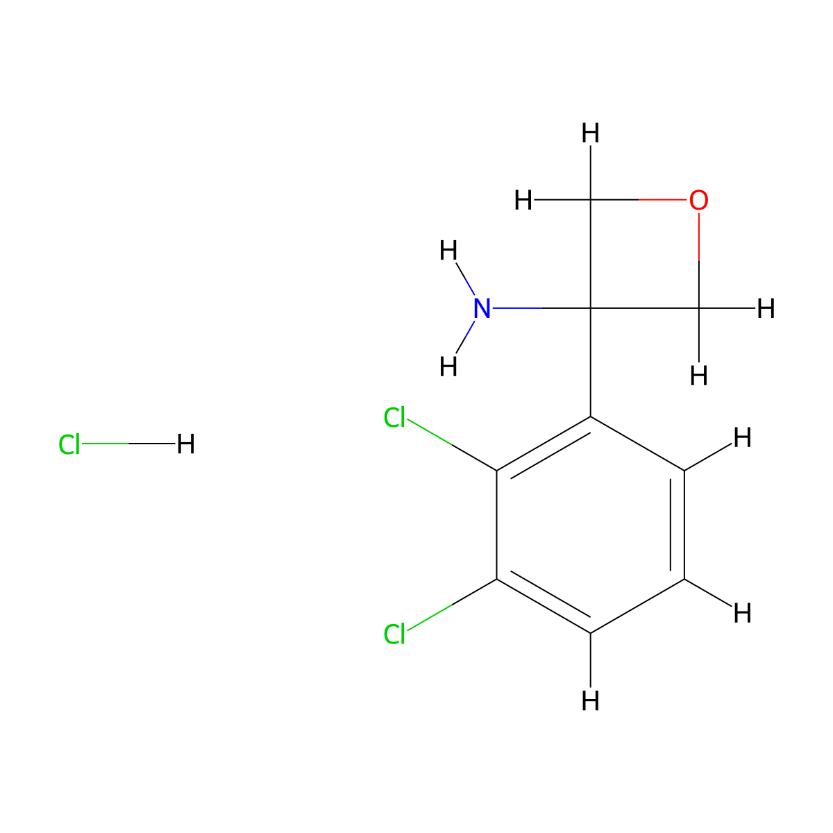 3-(2,3-Dichlorophenyl)oxetan-3-amine hydrochloride molecular structure, CAS 3028155-94-1