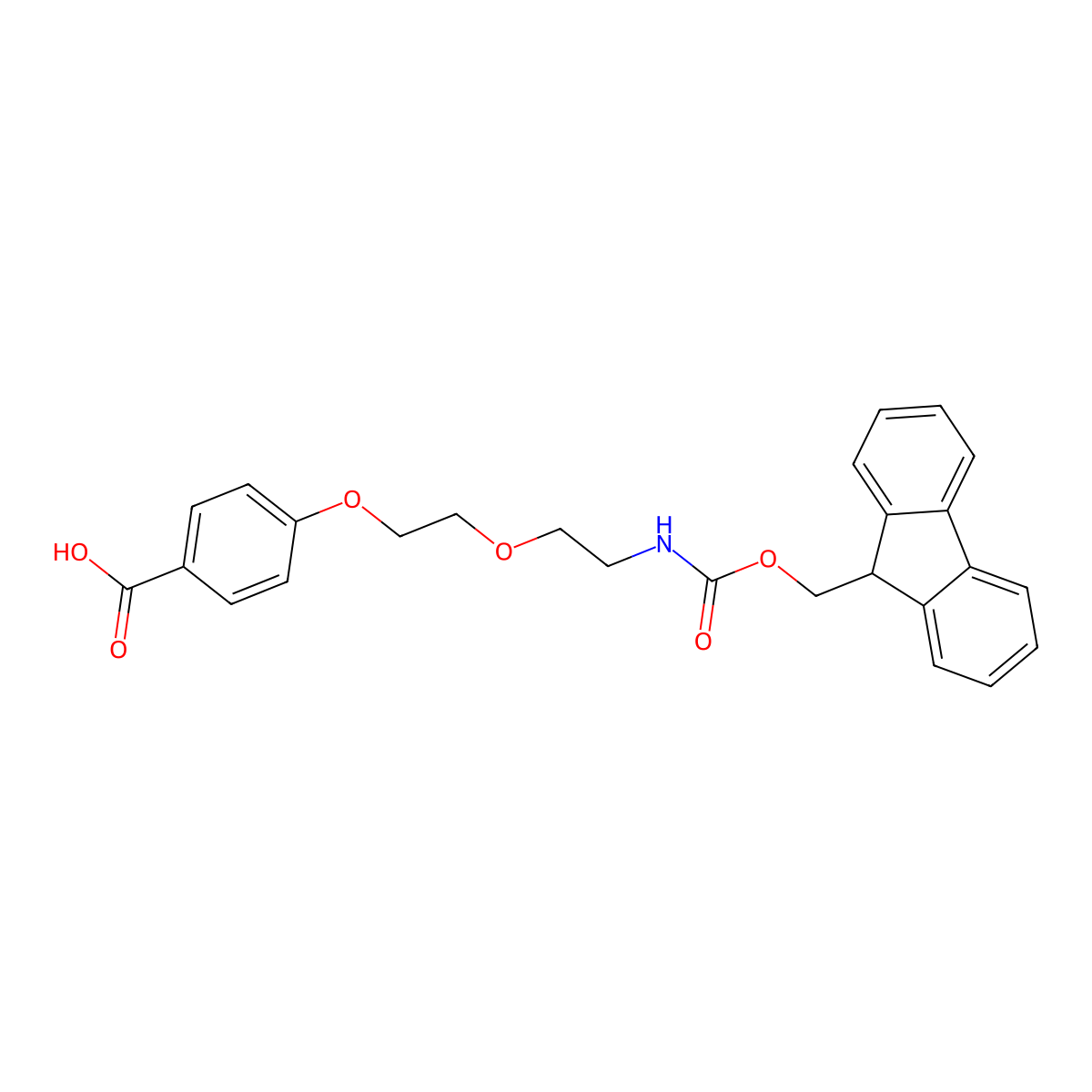 4-{2-[2-({[(9H-fluoren-9-yl)methoxy]carbonyl}amino)ethoxy]ethoxy}benzoic acid molecular structure, CAS 3028156-11-5