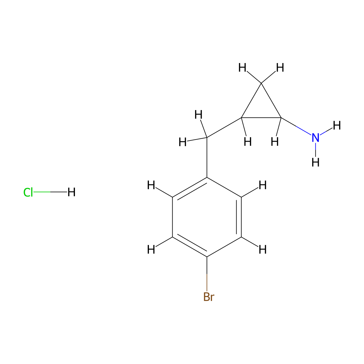 2-[(4-Bromophenyl)methyl]cyclopropan-1-amine hydrochloride molecular structure, CAS 3028156-33-1