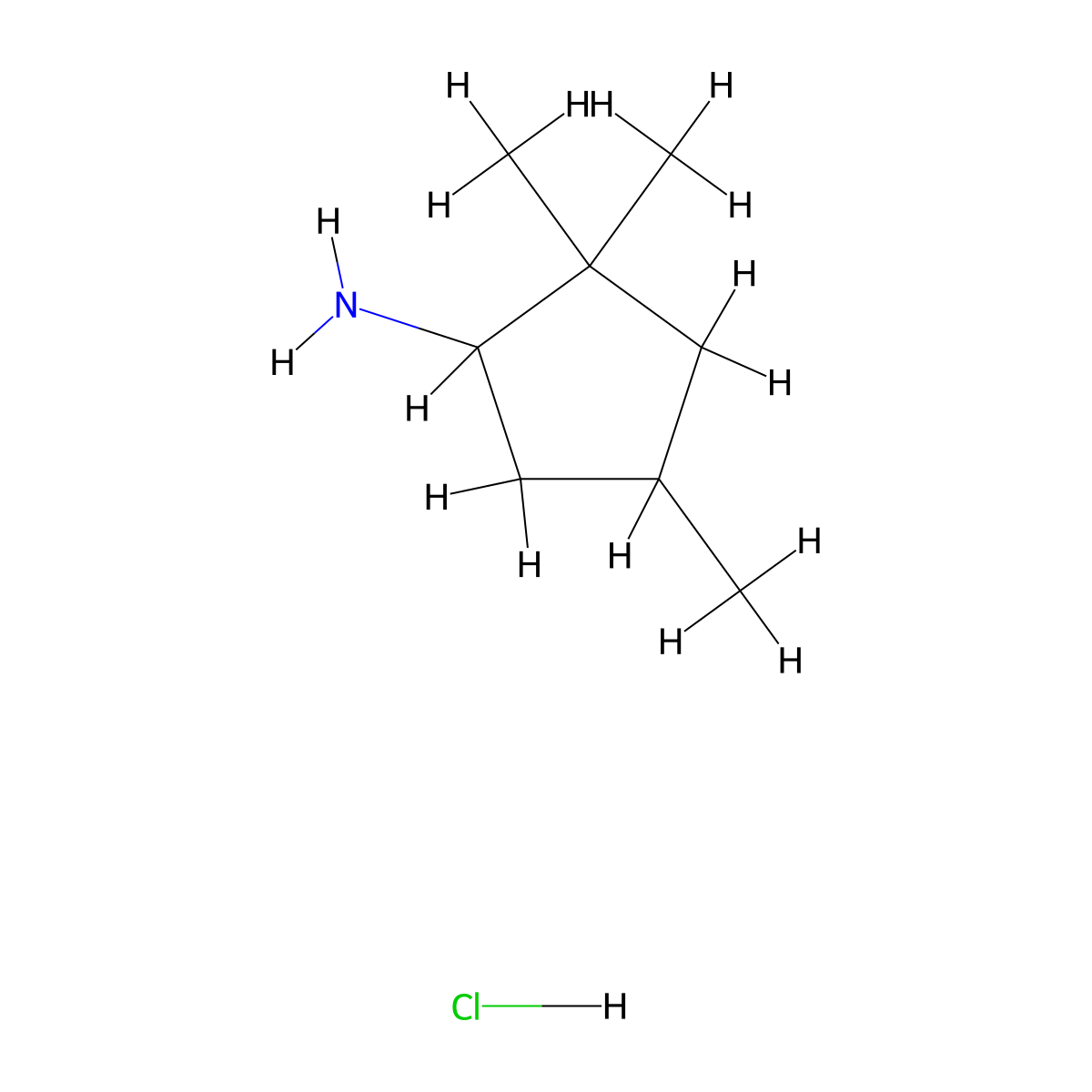 2,2,4-Trimethylcyclopentan-1-amine hydrochloride molecular structure, CAS 3028156-39-7