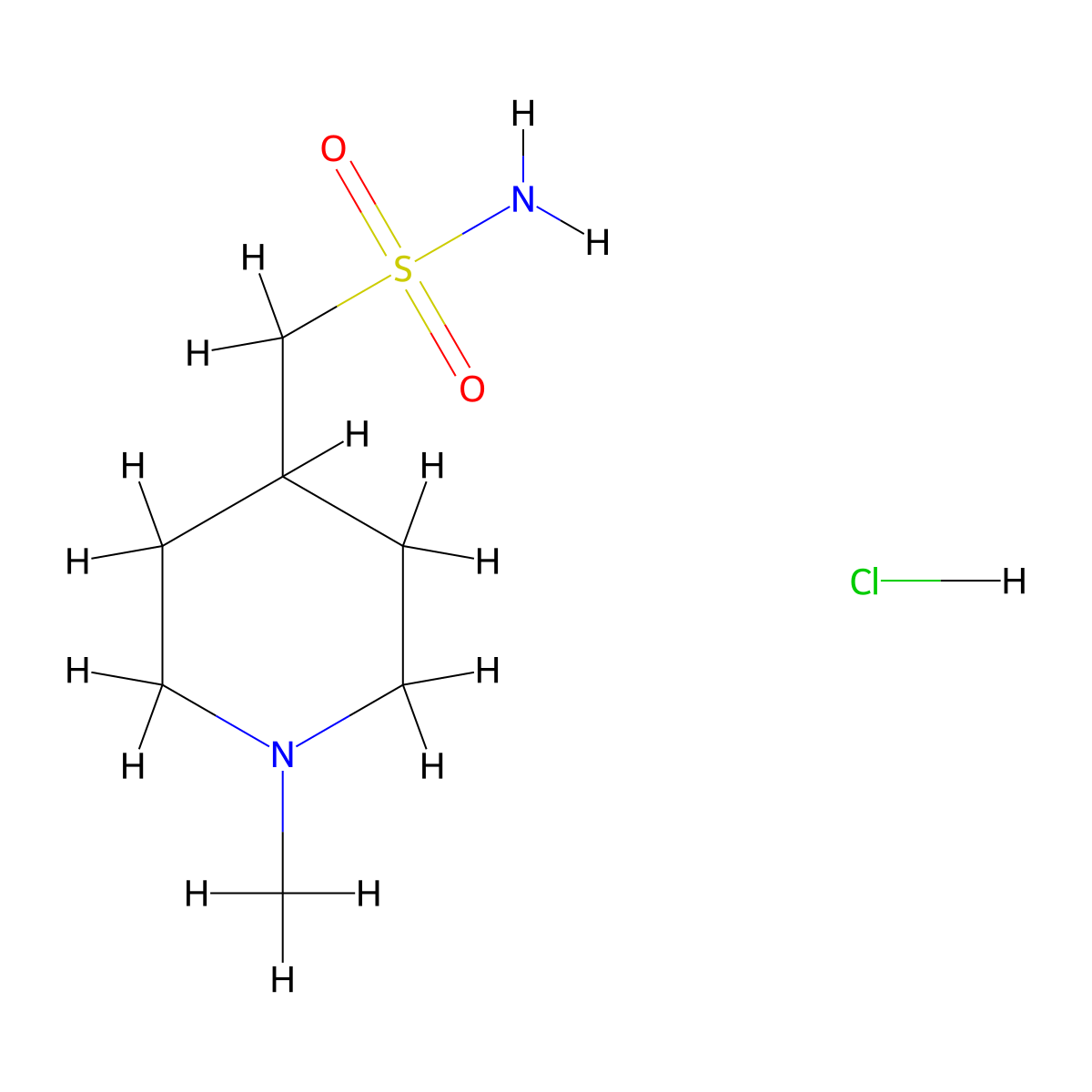 (1-Methylpiperidin-4-yl)methanesulfonamide hydrochloride molecular structure, CAS 3028156-40-0