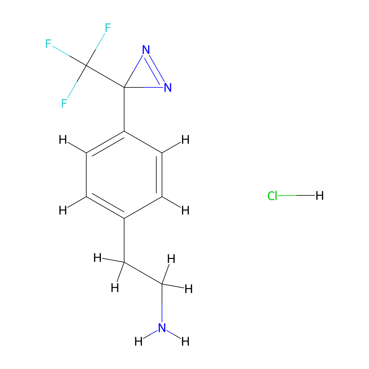 2-{4-[3-(trifluoromethyl)-3H-diazirin-3-yl]phenyl}ethan-1-amine hydrochloride molecular structure, CAS 3028156-47-7