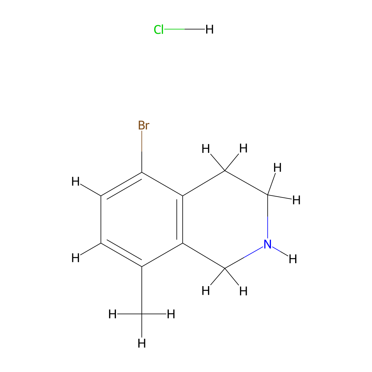 5-Bromo-8-methyl-1,2,3,4-tetrahydroisoquinoline hydrochloride molecular structure, CAS 3028156-53-5