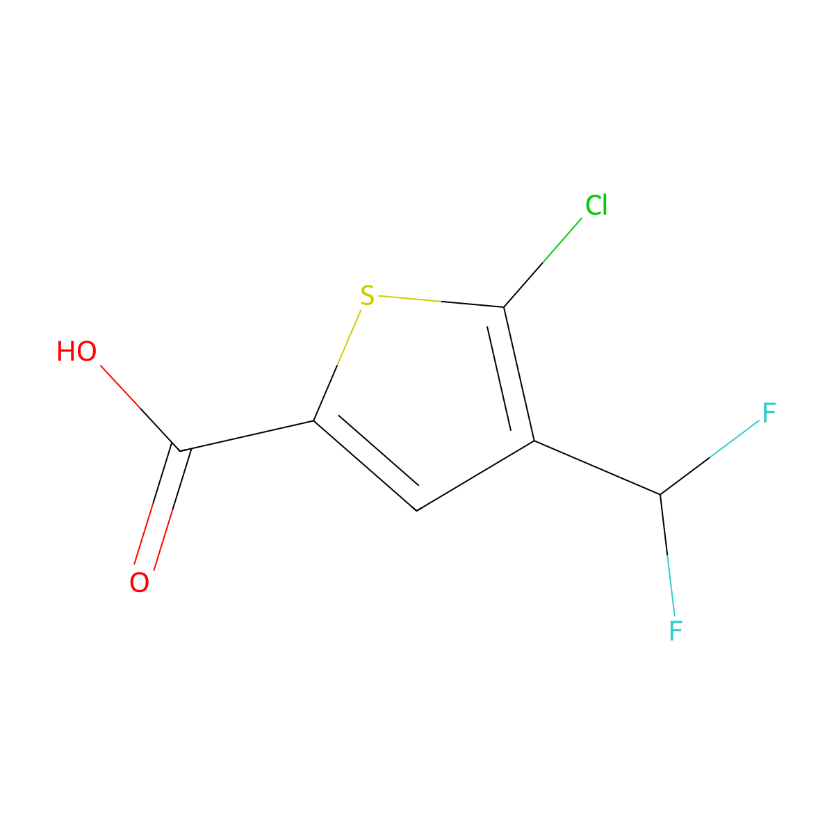 5-Chloro-4-(difluoromethyl)thiophene-2-carboxylic acid molecular structure, CAS 3028156-58-0