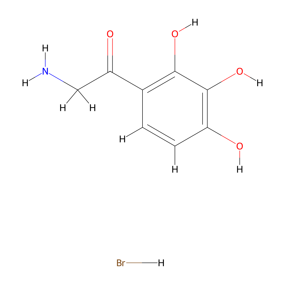 2-Amino-1-(2,3,4-trihydroxyphenyl)ethan-1-one hydrobromide molecular structure, CAS 3028156-60-4