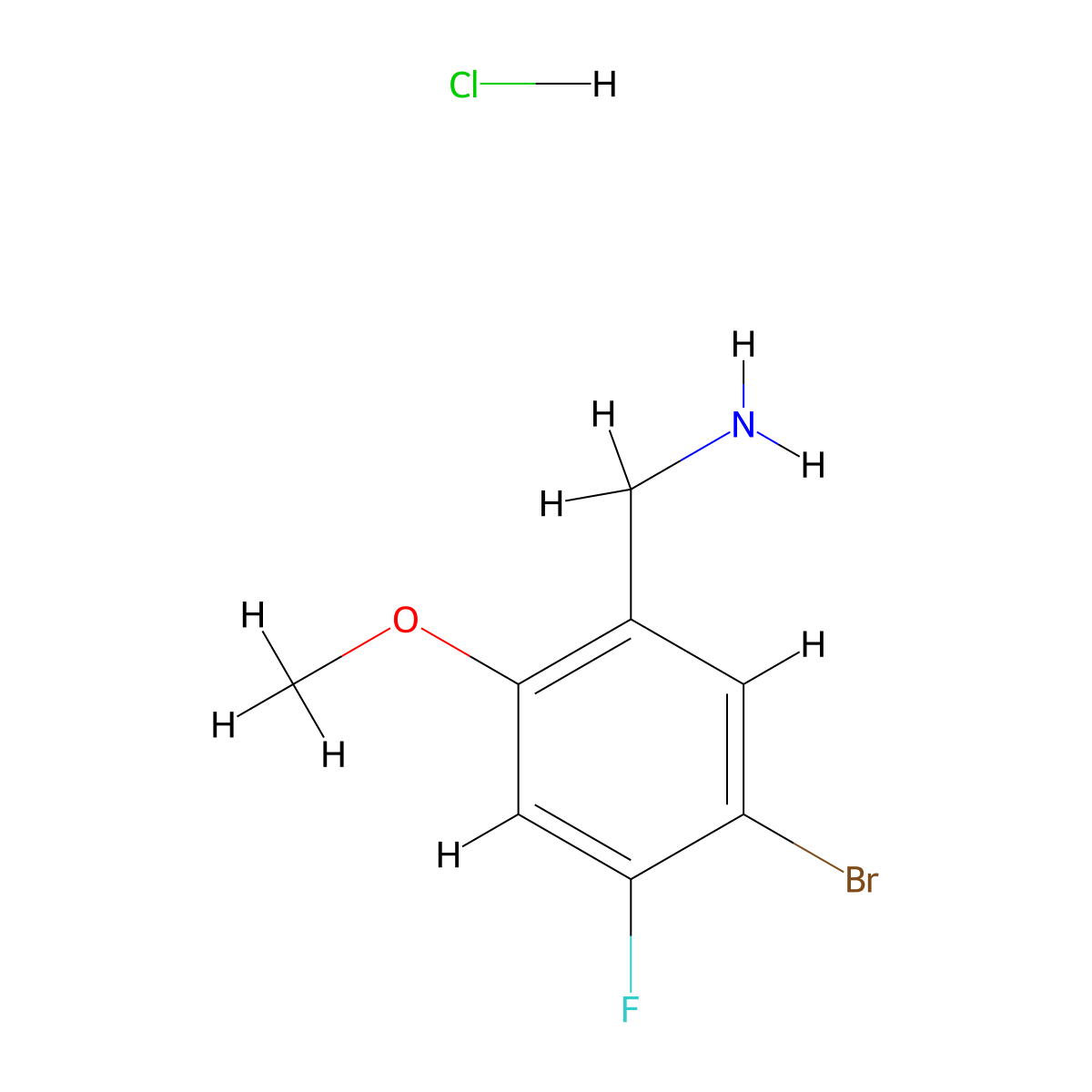 1-(5-Bromo-4-fluoro-2-methoxyphenyl)methanamine hydrochloride molecular structure, CAS 3028162-27-5