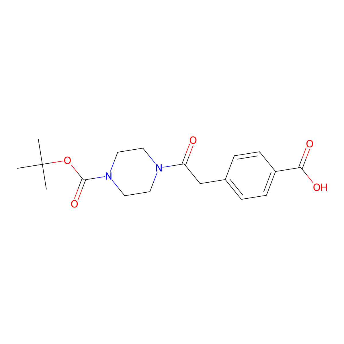 4-(2-{4-[(Tert-butoxy)carbonyl]piperazin-1-yl}-2-oxoethyl)benzoic acid molecular structure, CAS 3028162-31-1