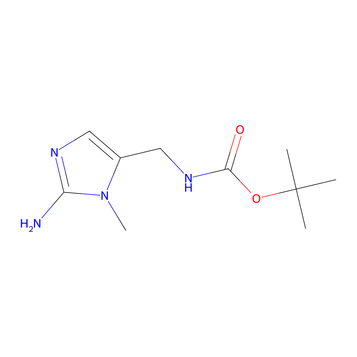 tert-butyl N-[(2-amino-1-methyl-1H-imidazol-5-yl)methyl]carbamate molecular structure, CAS 3028162-36-6