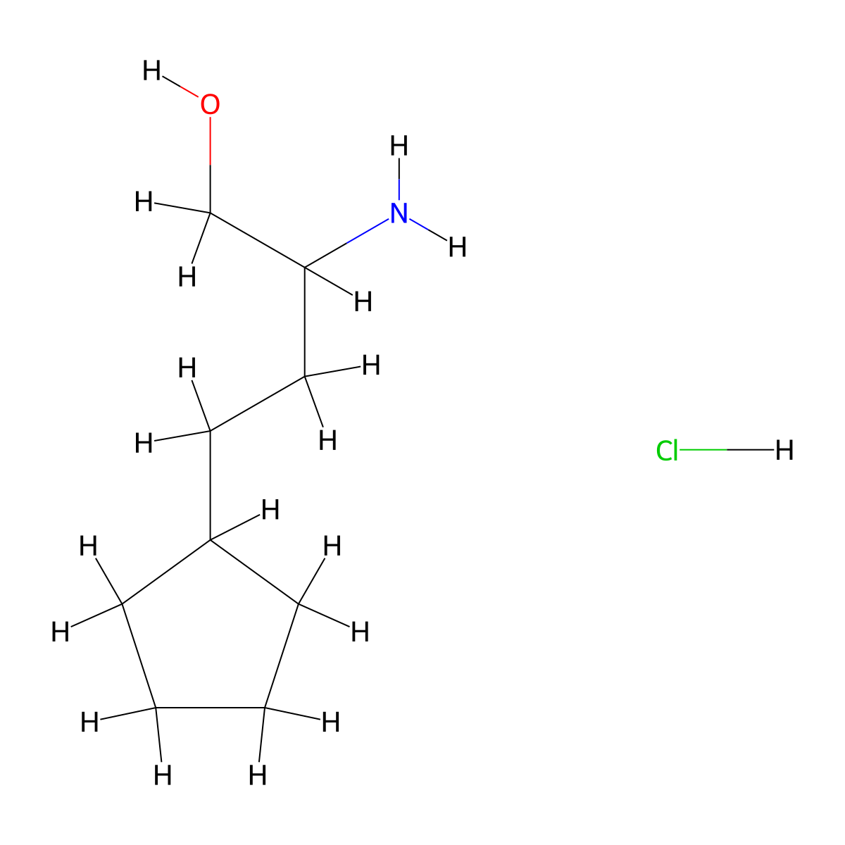 2-Amino-4-cyclopentylbutan-1-ol;hydrochloride molecular structure, CAS 3028162-47-9