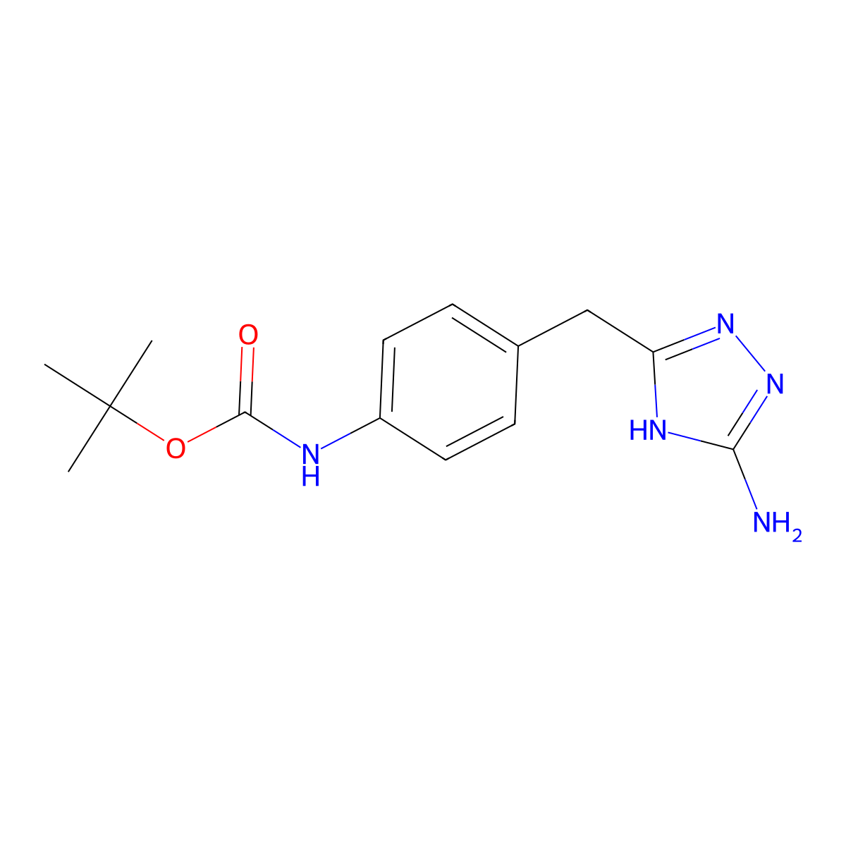 tert-butyl N-{4-[(5-amino-4H-1,2,4-triazol-3-yl)methyl]phenyl}carbamate molecular structure, CAS 3028162-54-8