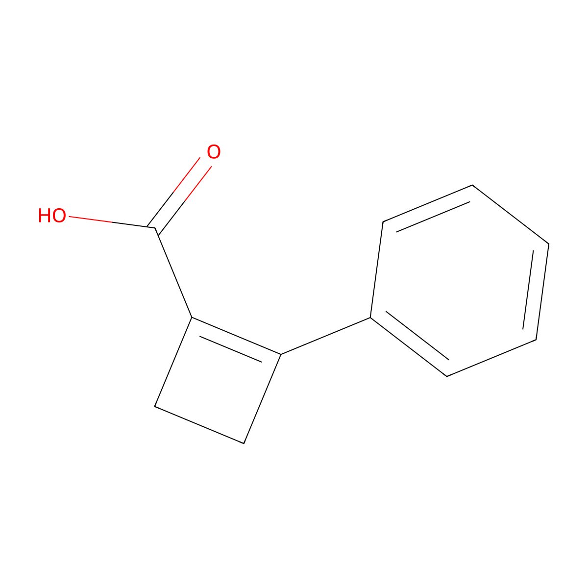 2-Phenylcyclobut-1-ene-1-carboxylic acid molecular structure, CAS 3028162-57-1