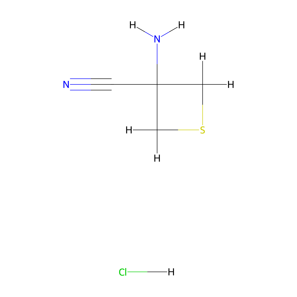 3-Aminothietane-3-carbonitrile hydrochloride molecular structure, CAS 3028162-62-8