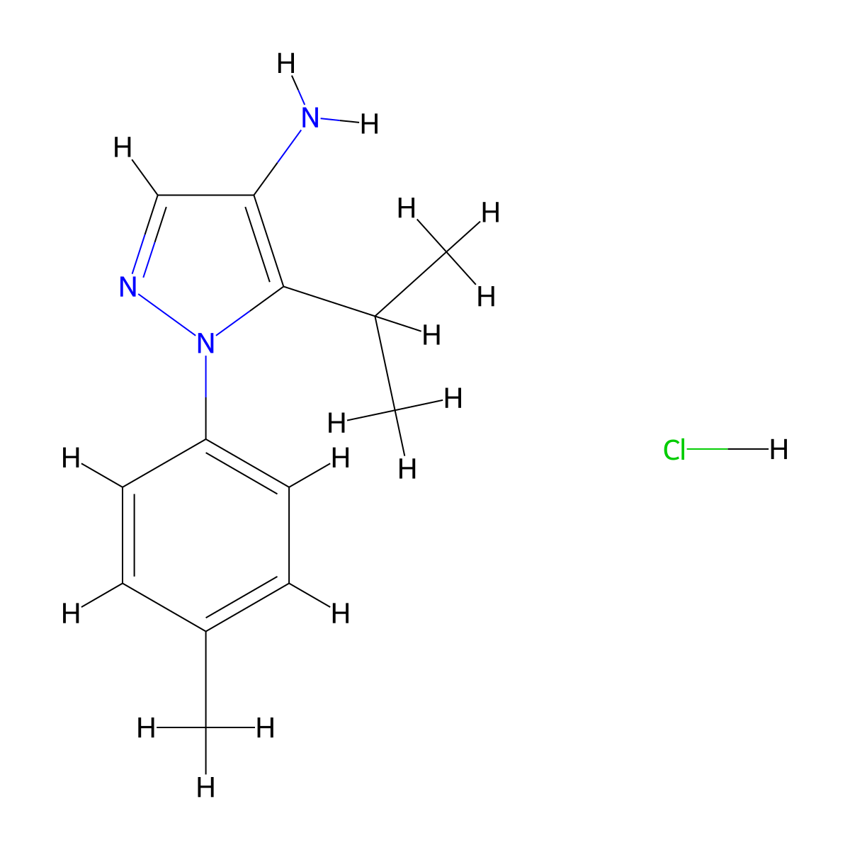 1-(4-methylphenyl)-5-(propan-2-yl)-1H-pyrazol-4-amine hydrochloride molecular structure, CAS 3028162-89-9