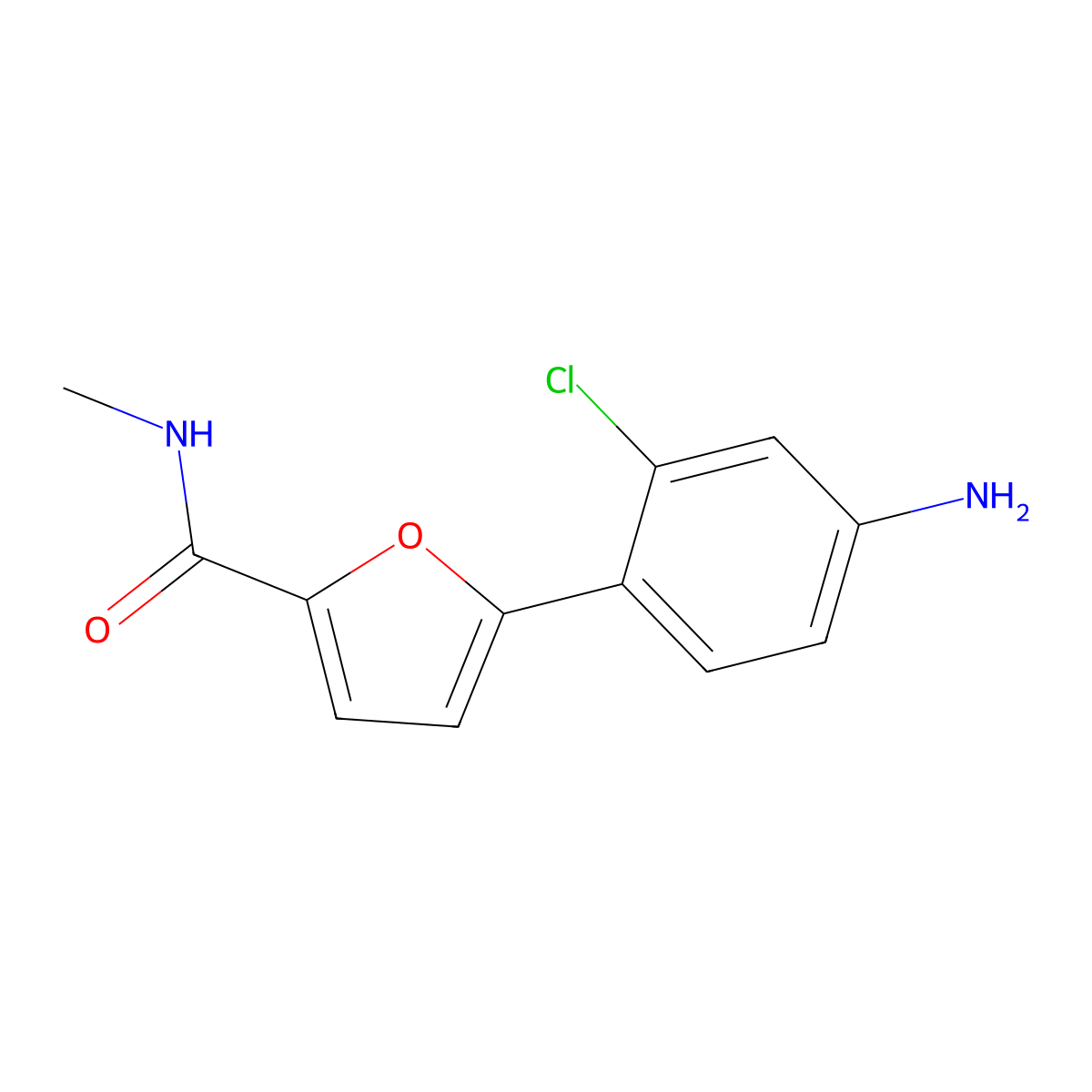 5-(4-amino-2-chlorophenyl)-N-methylfuran-2-carboxamide molecular structure, CAS 3028163-03-0