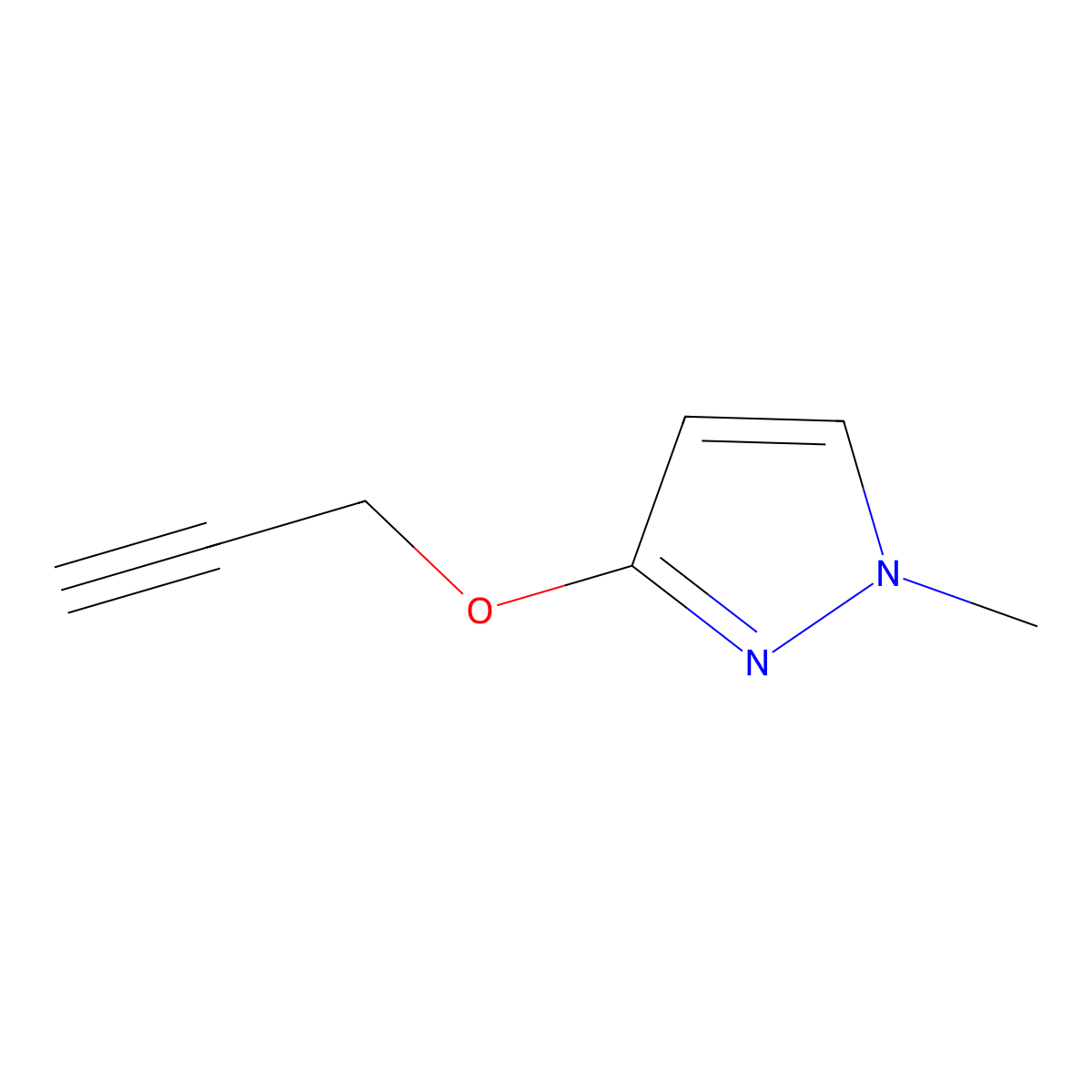 1-Methyl-3-prop-2-ynoxypyrazole molecular structure, CAS 3028163-04-1
