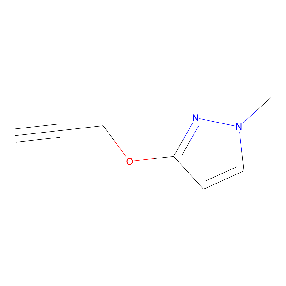 1-Methyl-3-prop-2-ynoxypyrazole molecular structure, CAS 3028163-04-1