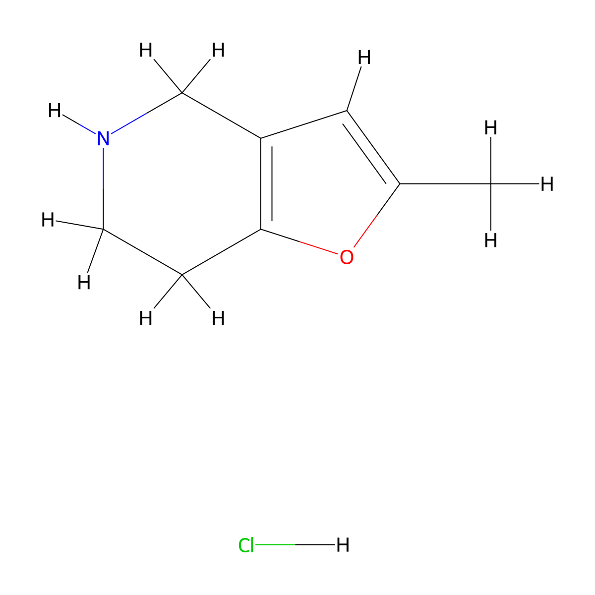 2-methyl-4H,5H,6H,7H-furo[3,2-c]pyridine hydrochloride molecular structure, CAS 3028163-11-0