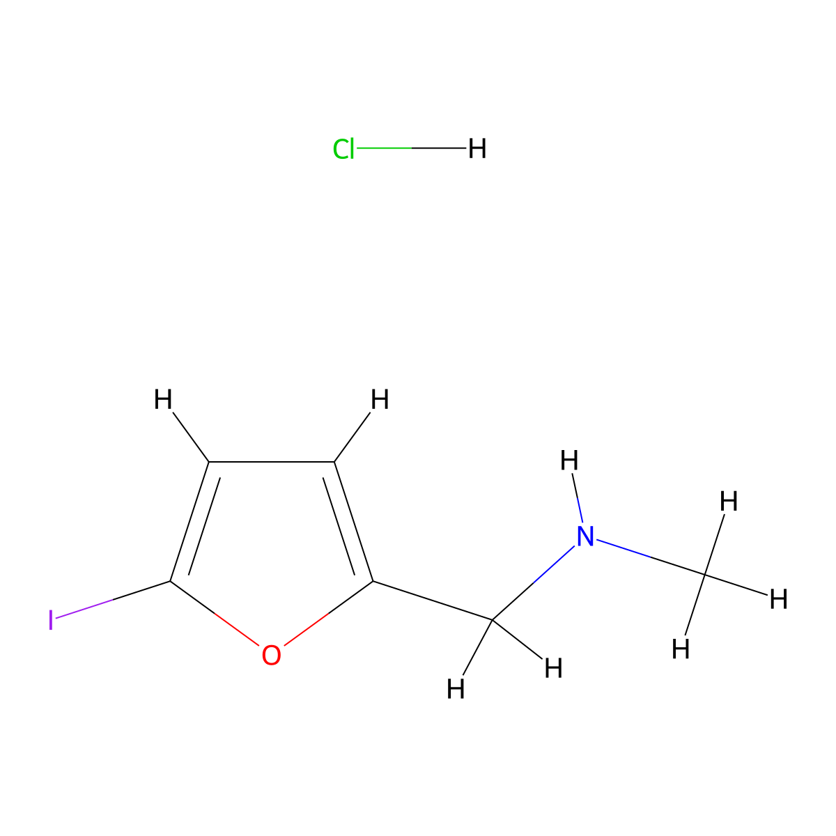 [(5-Iodofuran-2-yl)methyl](methyl)amine hydrochloride molecular structure, CAS 3028163-19-8