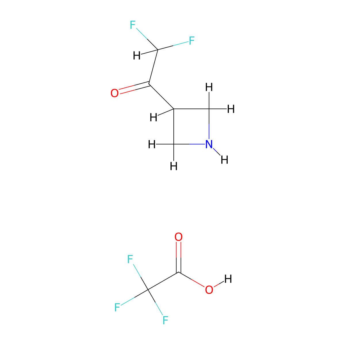 1-(Azetidin-3-yl)-2,2-difluoroethan-1-one, trifluoroacetic acid molecular structure, CAS 3028163-20-1