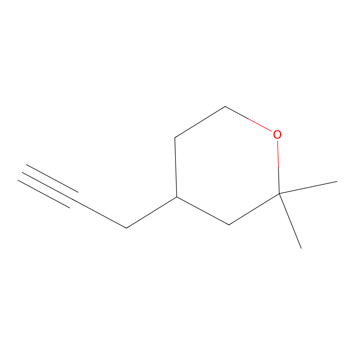 2,2-Dimethyl-4-(prop-2-yn-1-yl)oxane molecular structure, CAS 3028163-27-8