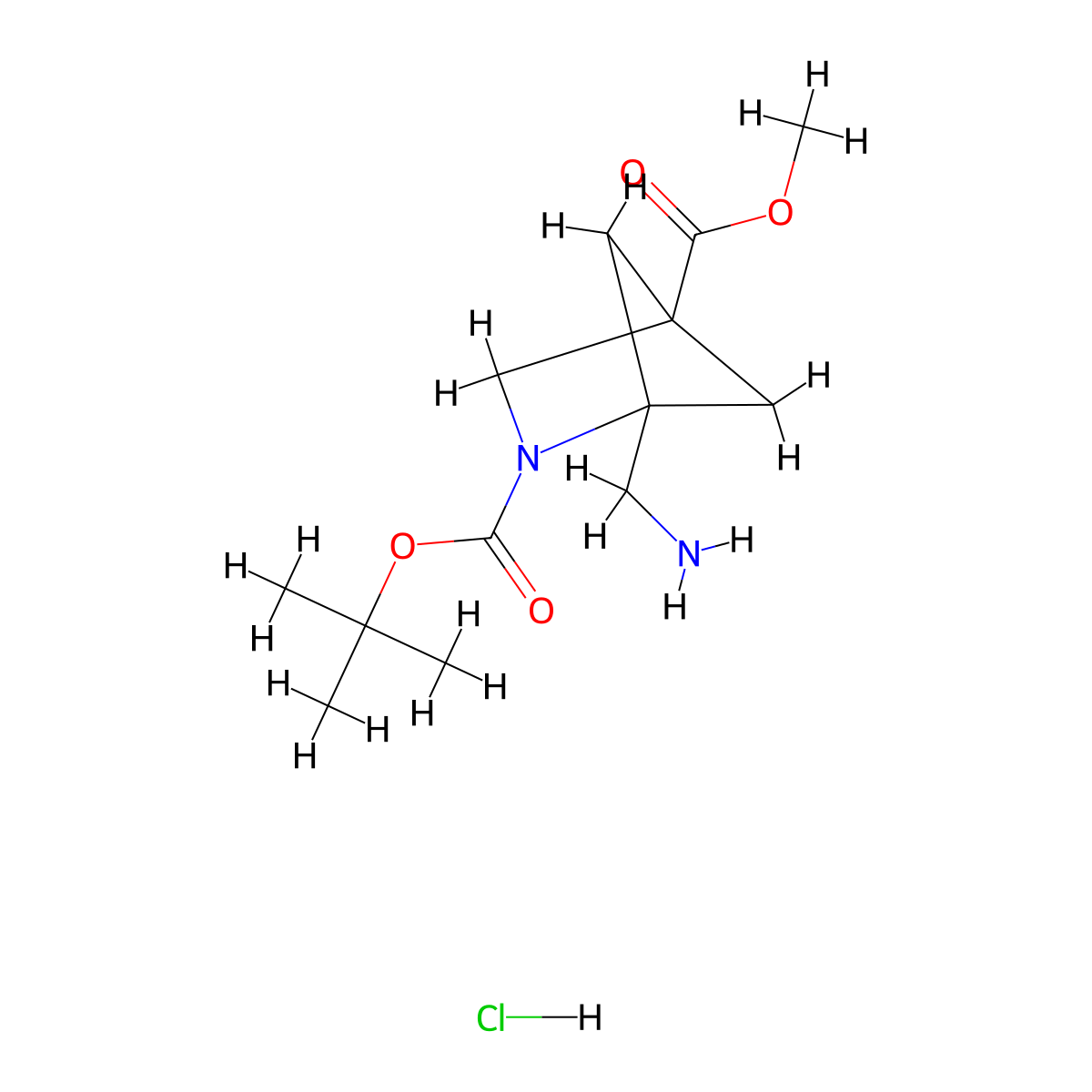 2-Tert-butyl 4-methyl 1-(aminomethyl)-2-azabicyclo[2.1.1]hexane-2,4-dicarboxylate hydrochloride molecular structure, CAS 3028163-38-1