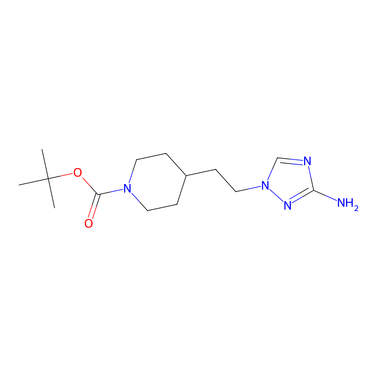 tert-butyl 4-[2-(3-amino-1H-1,2,4-triazol-1-yl)ethyl]piperidine-1-carboxylate molecular structure, CAS 3028163-42-7