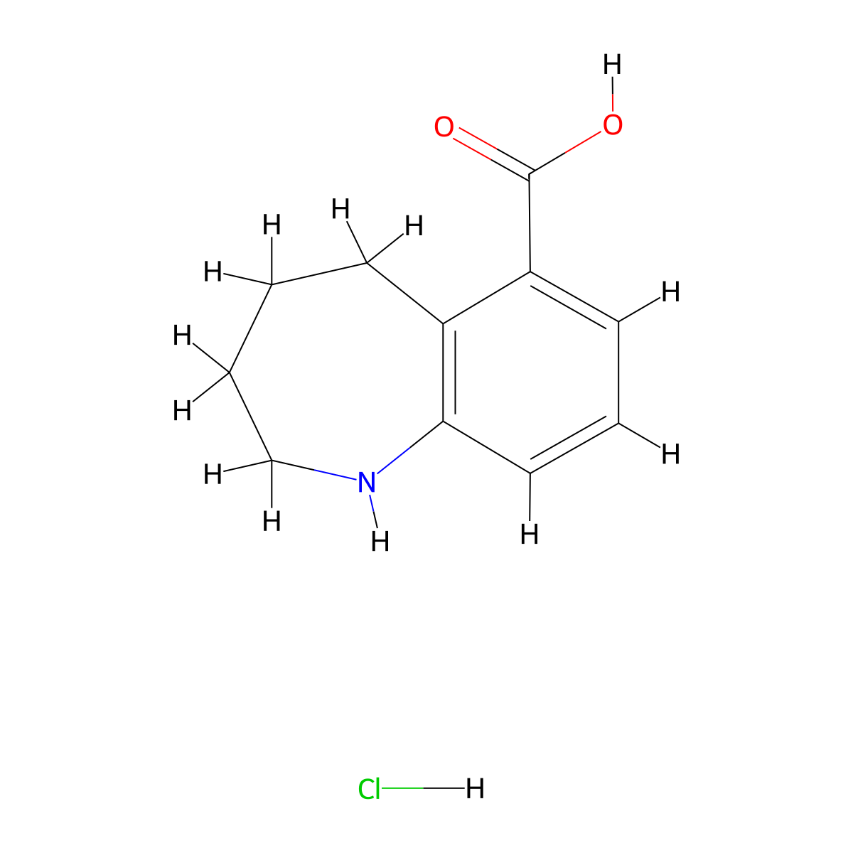 2,3,4,5-tetrahydro-1H-1-benzazepine-6-carboxylic acid hydrochloride molecular structure, CAS 3028163-45-0