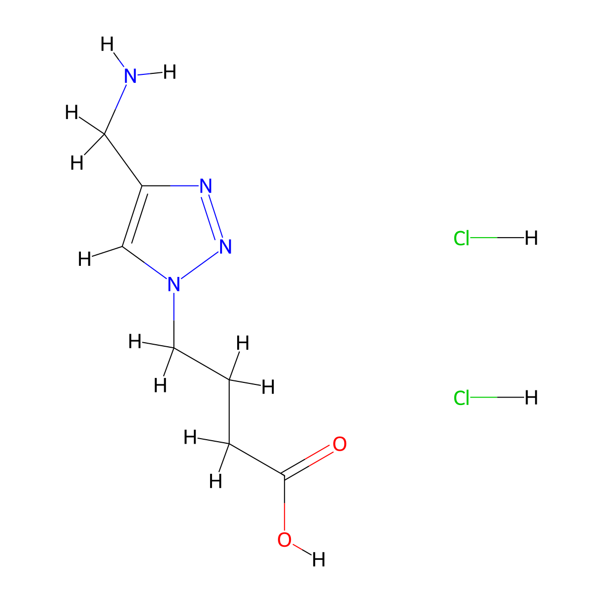 4-[4-(aminomethyl)-1H-1,2,3-triazol-1-yl]butanoic acid dihydrochloride molecular structure, CAS 3028163-48-3