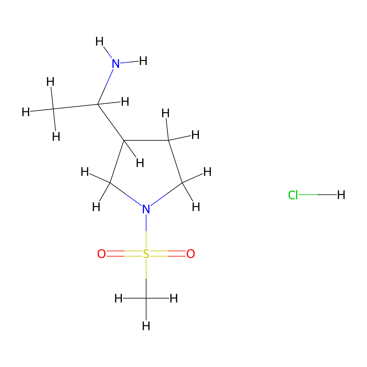 1-(1-Methanesulfonylpyrrolidin-3-yl)ethan-1-amine hydrochloride molecular structure, CAS 3028163-65-4