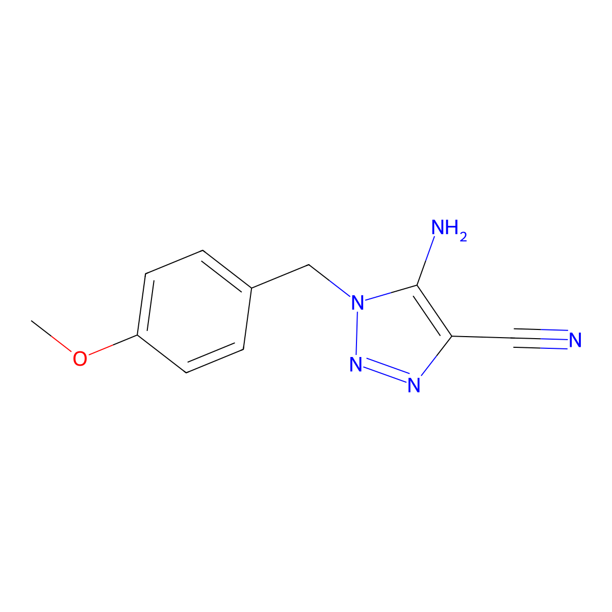 5-amino-1-[(4-methoxyphenyl)methyl]-1H-1,2,3-triazole-4-carbonitrile molecular structure, CAS 3028163-68-7