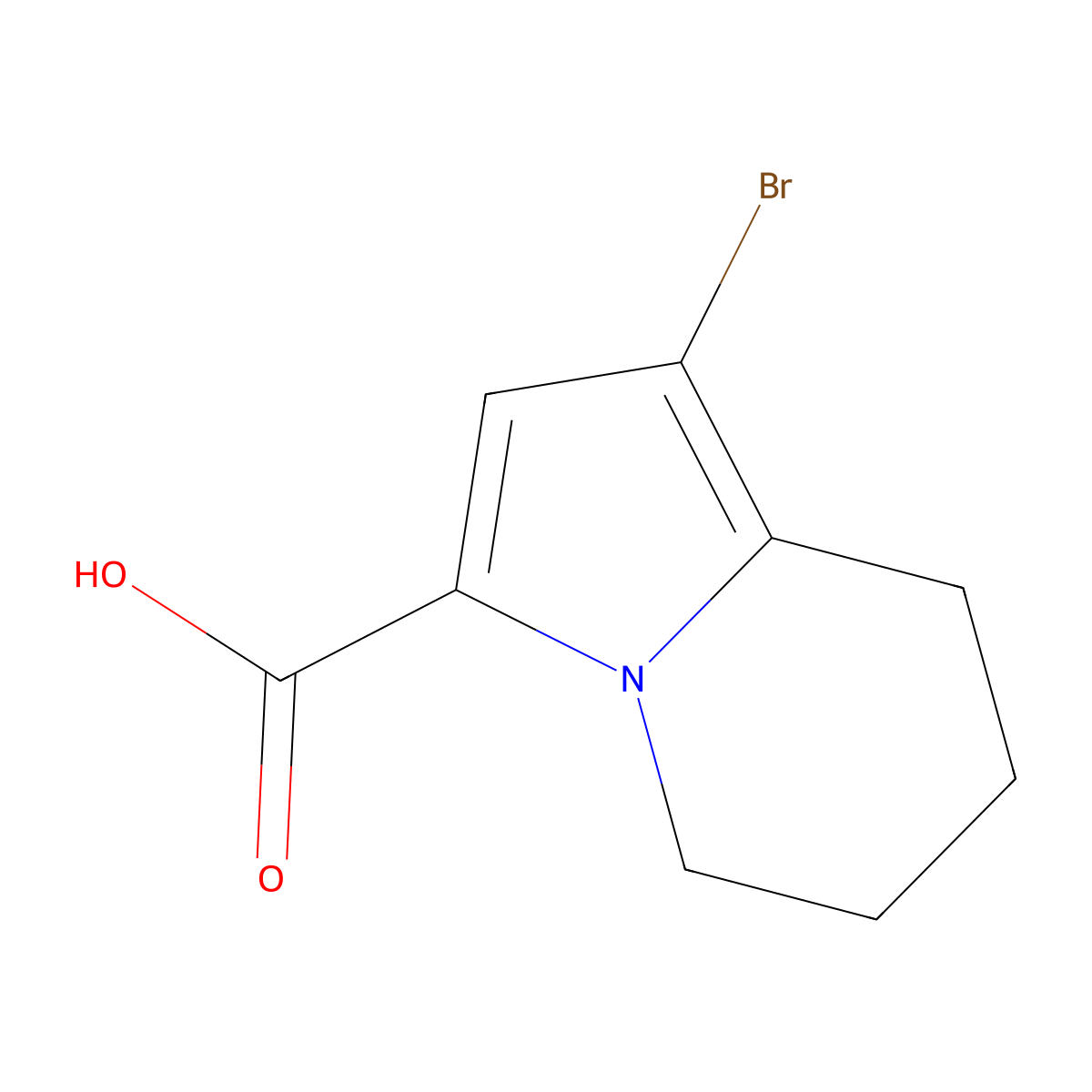1-Bromo-5,6,7,8-tetrahydroindolizine-3-carboxylic acid molecular structure, CAS 3028163-74-5