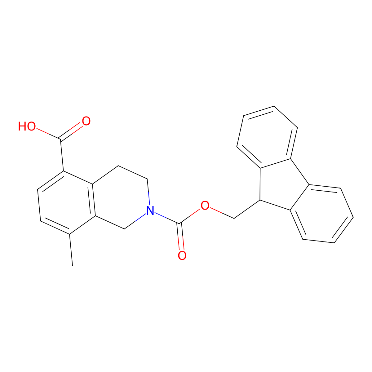 2-(9H-fluoren-9-ylmethoxycarbonyl)-8-methyl-3,4-dihydro-1H-isoquinoline-5-carboxylic acid molecular structure, CAS 3028163-81-4